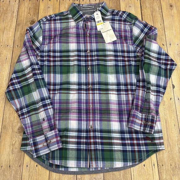 Tommy Bahama Flannel Shirt Montauk Mens Medium New NWT - Picture 2 of 10